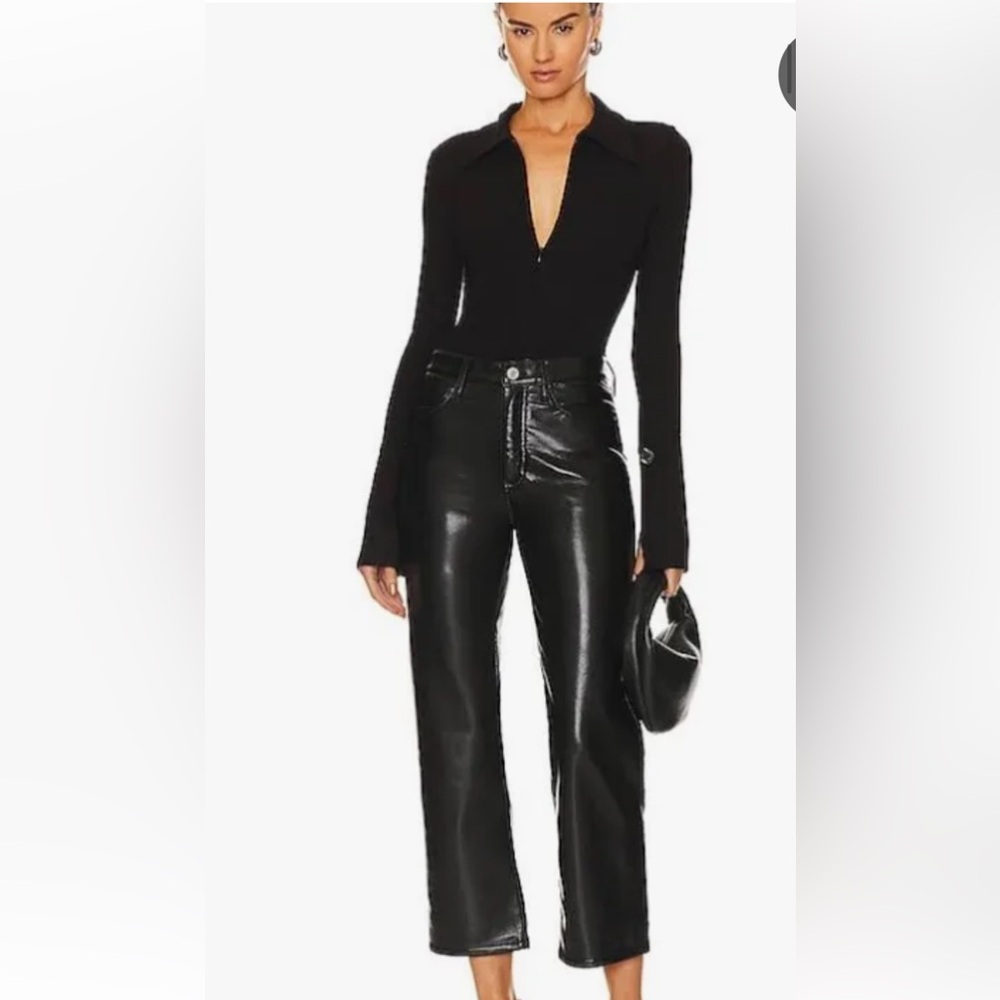 $398 FRAME Women's Le Jane Crop Recycled Leather Jeans Size 25 new